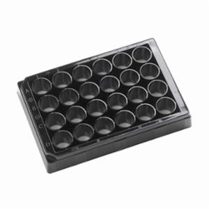 Porvair Sciences 24 Well,  Round, Black, Clear F-bottom, Polystyrene Assay Microplate 303008