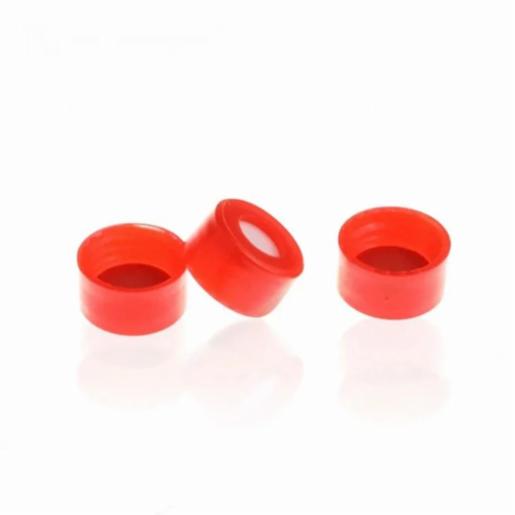 LabPRO QuickFit 9-425 Open Top Ribbed Screw Cap 9mm, Red PTFE/White Silicon Septa, 10000pcs/ctn LPQV5118