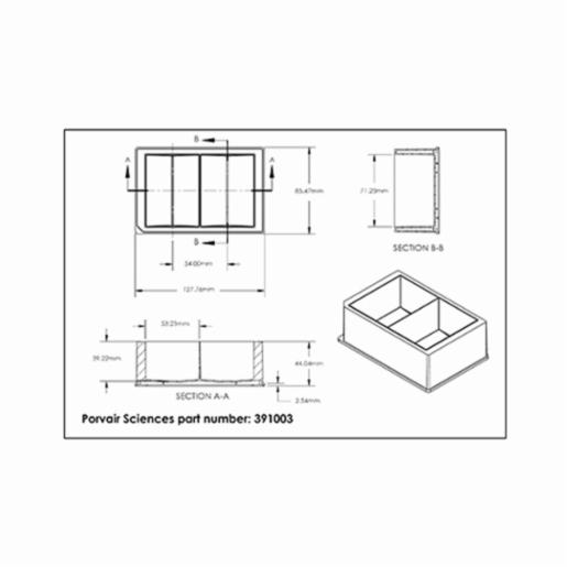 Porvair Sciences 288 ml  Reservoir plate: 2 columns V bottom 391003